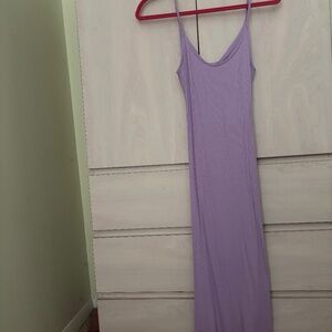 New Lush Lavender Ribbed Spaghetti Strapped Dress w/ Open Back